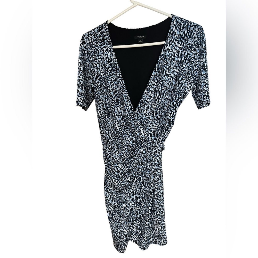 Ann Taylor Monochrome Abstract Midi wrap Dress